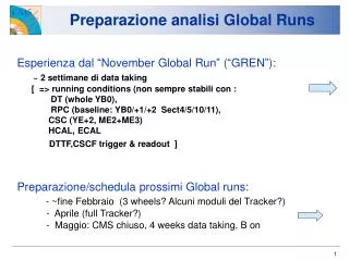 Preparazione analisi Global Runs