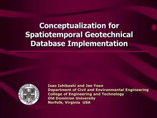 Conceptualization for Spatiotemporal Geotechnical Database Implementation