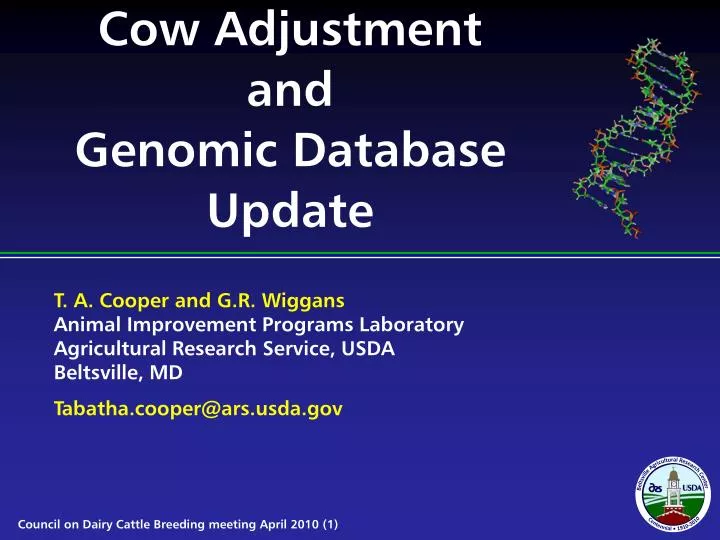 cow adjustment and genomic database update