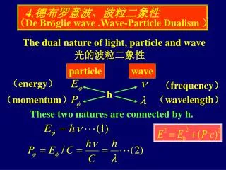 The dual nature of light, particle and wave