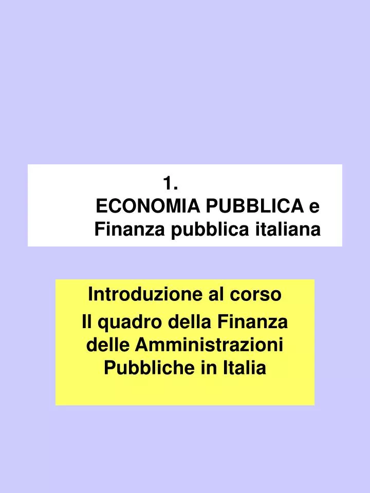 economia pubblica e finanza pubblica italiana