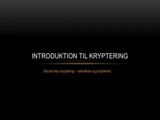 introduktion til kryptering