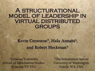 A structurational model of leadership in virtual distributed groups