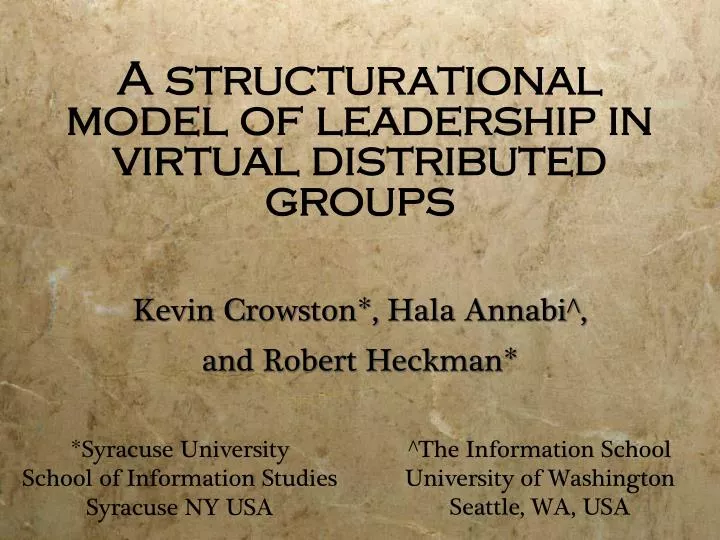 a structurational model of leadership in virtual distributed groups