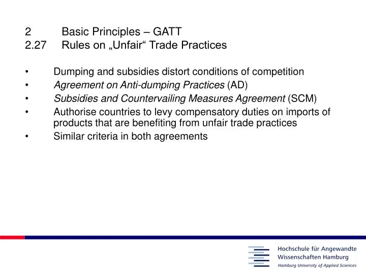 2 basic principles gatt 2 27 rules on unfair trade practices