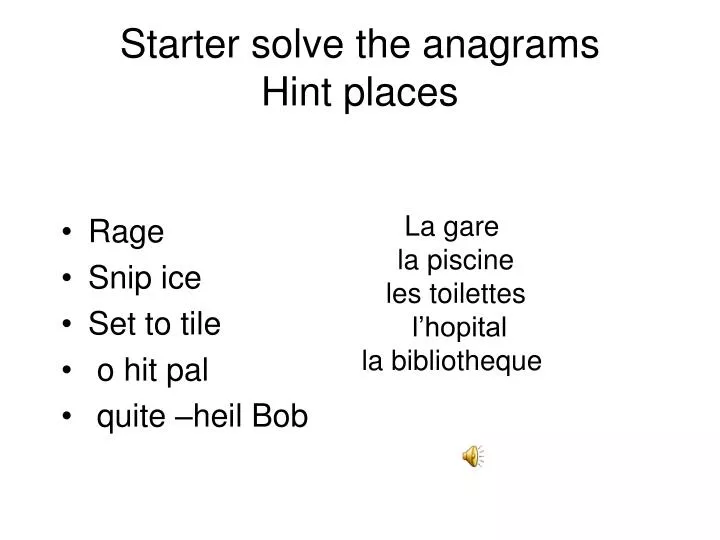 starter solve the anagrams hint places