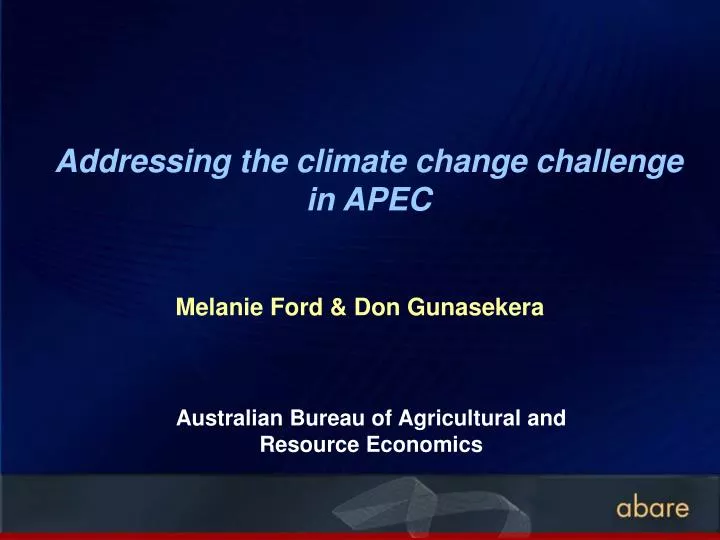 addressing the climate change challenge in apec