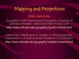 Mapping and Projections