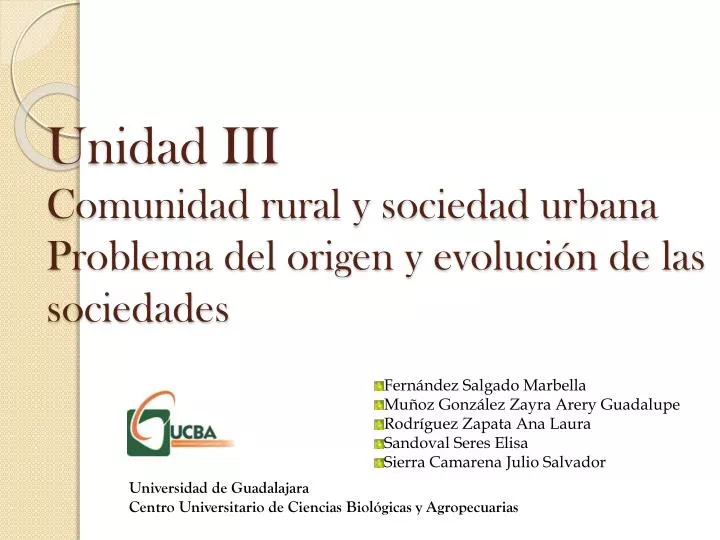 unidad iii comunidad rural y sociedad urbana problema del origen y evoluci n de las sociedades