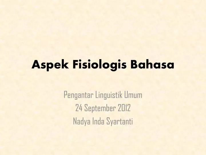 aspek fisiologis bahasa
