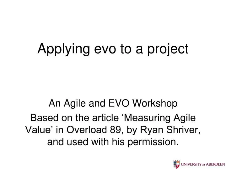 applying evo to a project
