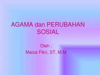 agama dan perubahan sosial