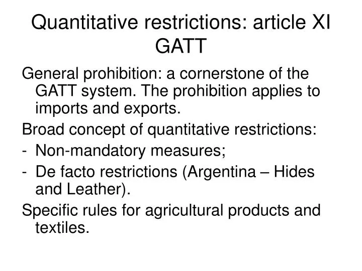 quantitative restrictions article xi gatt