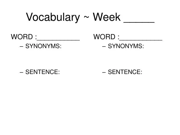 vocabulary week