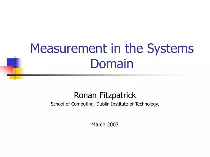 measurement in the systems domain