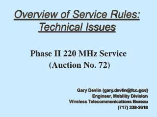 Overview of Service Rules: Technical Issues
