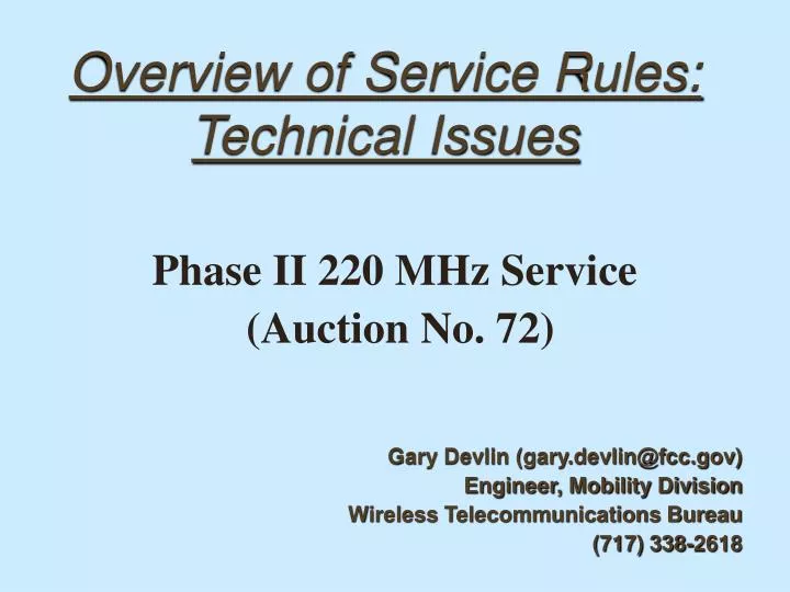 overview of service rules technical issues