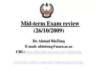 Mid-term Exam review (26/10/2009)
