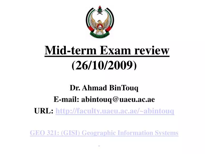 mid term exam review 26 10 2009