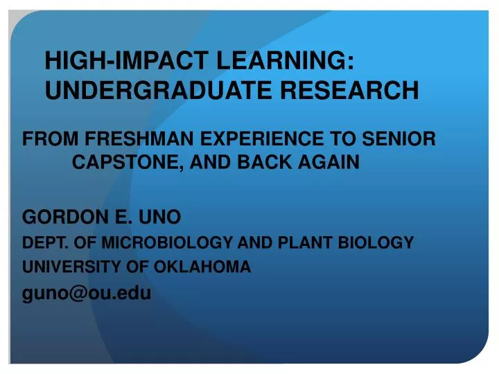 high impact learning undergraduate research