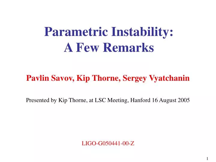 parametric instability a few remarks