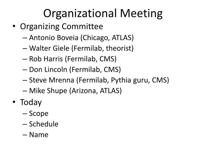 organizational meeting