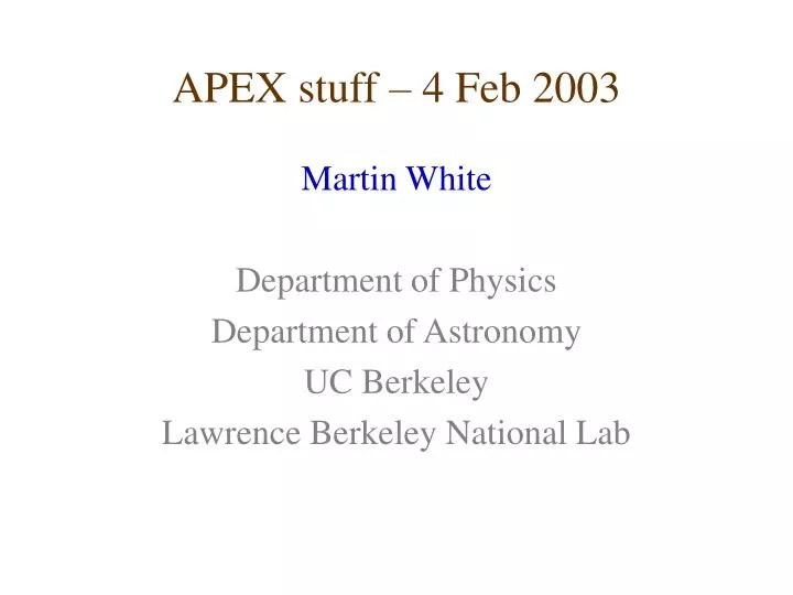apex stuff 4 feb 2003