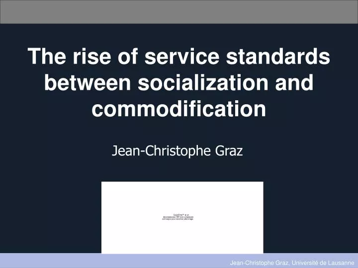 the rise of service standards between socialization and commodification