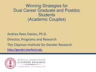 Winning Strategies for Dual Career Graduate and Postdoc Students (Academic Couples)