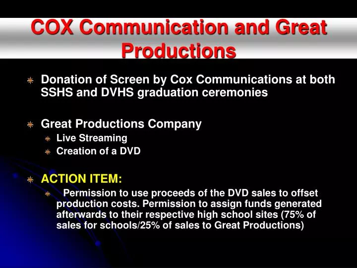 cox communication and great productions
