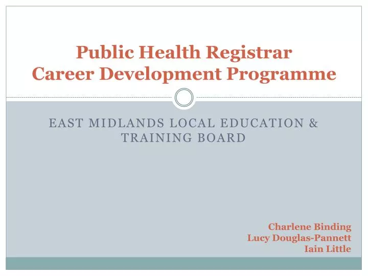 public health registrar career development programme