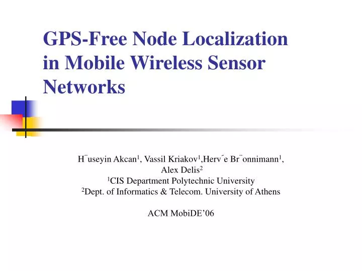 gps free node localization in mobile wireless sensor networks