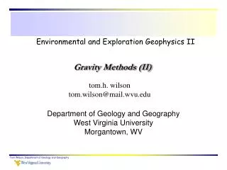 Environmental and Exploration Geophysics II