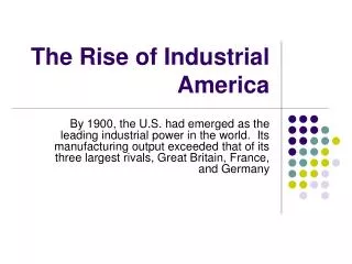 The Rise of Industrial America