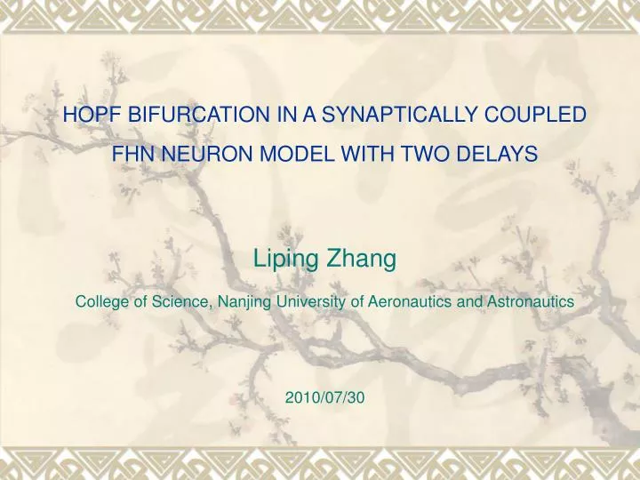 hopf bifurcation in a synaptically coupled fhn neuron model with two delays