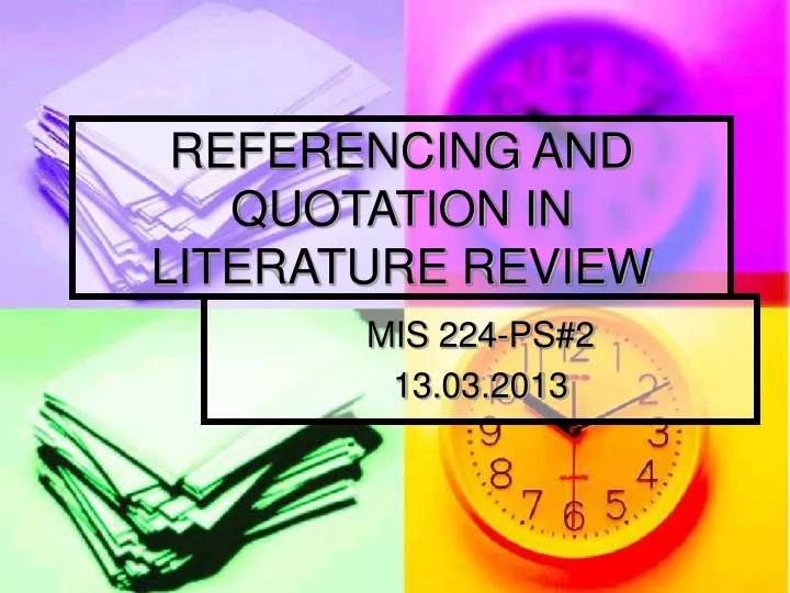referencing and quotation in literature review