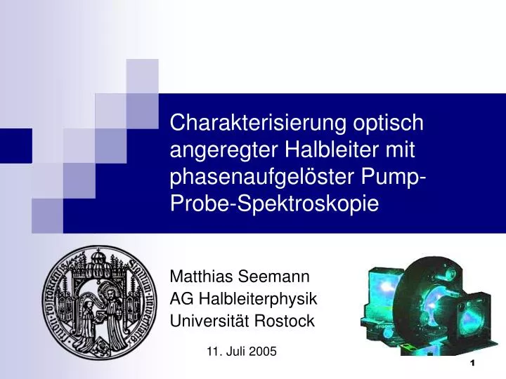 charakterisierung optisch angeregter halbleiter mit phasenaufgel ster pump probe spektroskopie