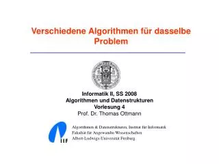 verschiedene algorithmen f r dasselbe problem