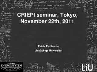 CRIEPI seminar, Tokyo, November 22th, 2011