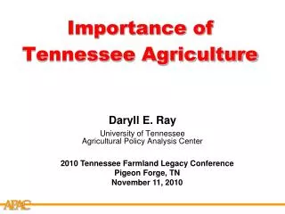 Importance of Tennessee Agriculture