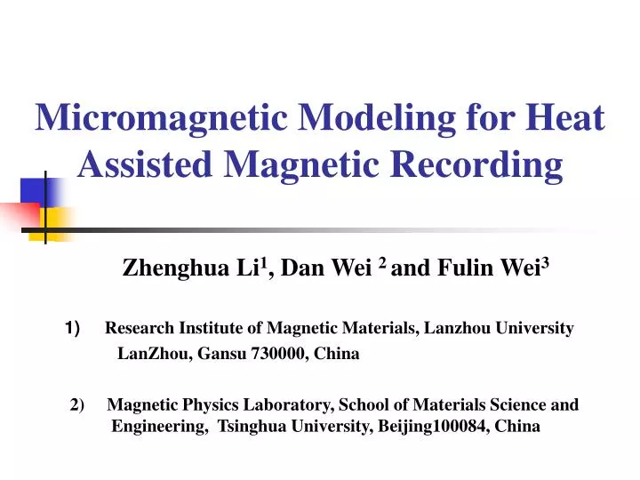 micromagnetic modeling for heat assisted magnetic recording