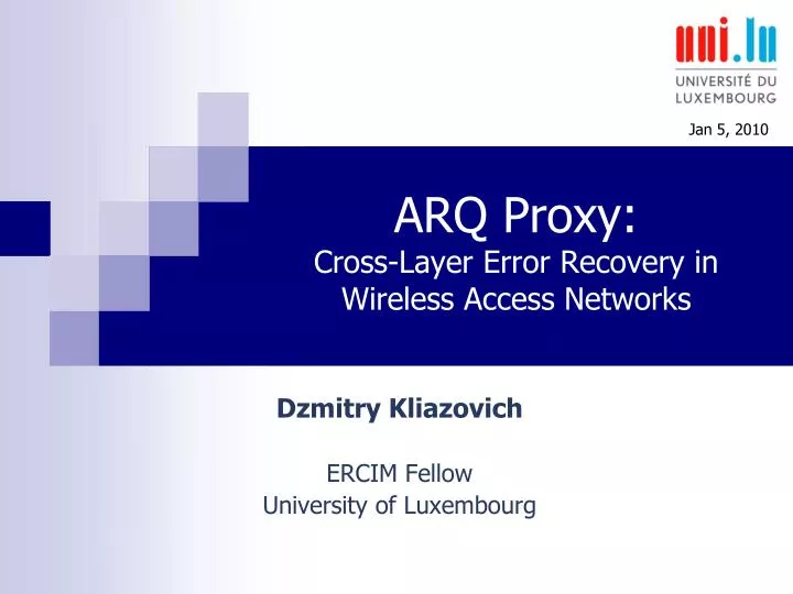 arq proxy cross layer error recovery in wireless access networks