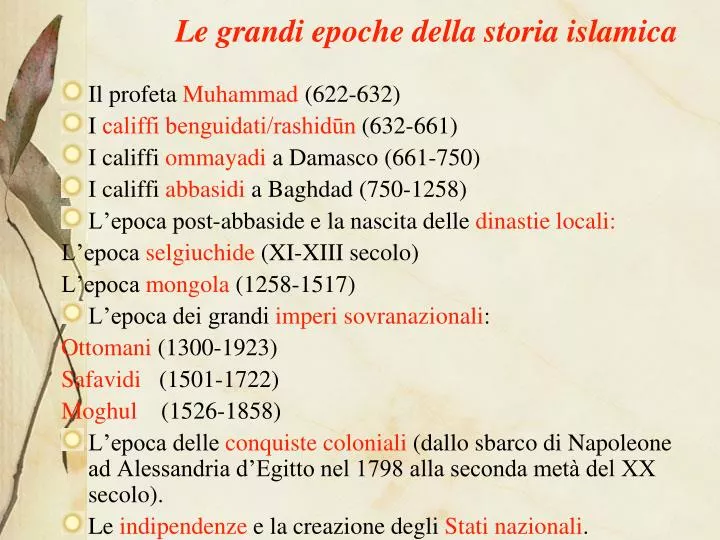 le grandi epoche della storia islamica