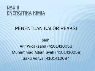 penentuan kalor reaksi