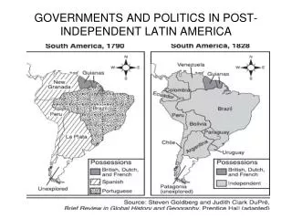GOVERNMENTS AND POLITICS IN POST-INDEPENDENT LATIN AMERICA