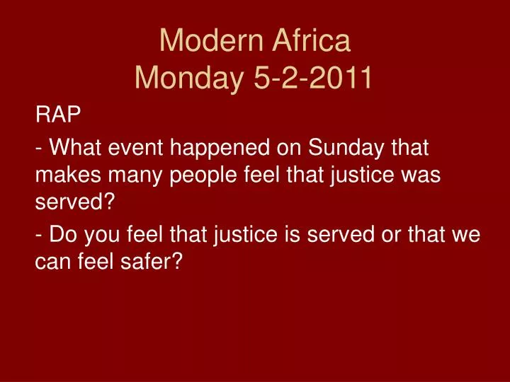 modern africa monday 5 2 2011