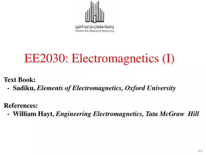 ee2030 electromagnetics i