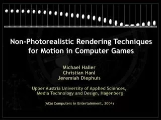 Non-Photorealistic Rendering Techniques for Motion in Computer Games
