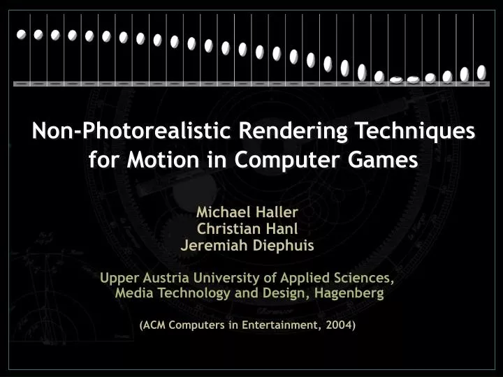 non photorealistic rendering techniques for motion in computer games