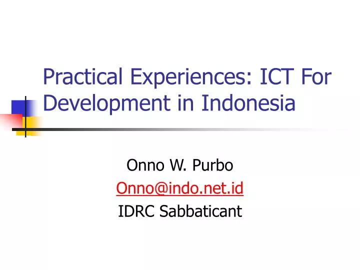 practical experiences ict for development in indonesia